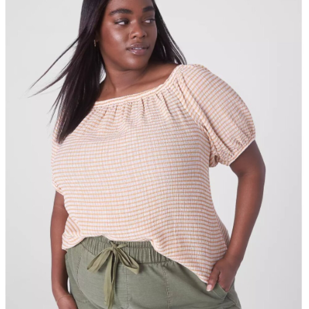 New Lane Bryant Blouson-Sleeve Convertible Off Shoulder Top Shirt - 14/16 XL